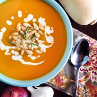 Butternut Squash Soup with Crunchy Rosemary Topping